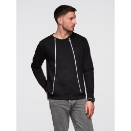 Ombre Men's sweatshirt with decorative front zips - black