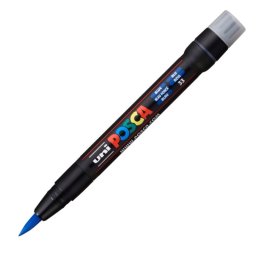 Marker UNI Posca Brush PCF-350, varf pensula, 1.0-10.0mm, albastru