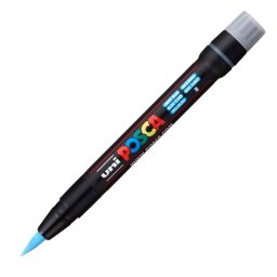 Marker UNI Posca Brush PCF-350, varf pensula, 1.0-10.0mm, bleu