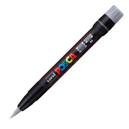 Marker UNI Posca Brush PCF-350, varf pensula, 1.0-10.0mm, argintiu