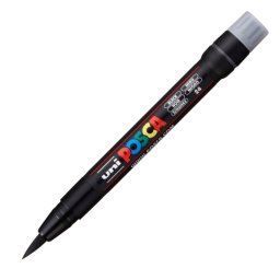 Marker UNI Posca Brush PCF-350, varf pensula, 1.0-10.0mm, negru