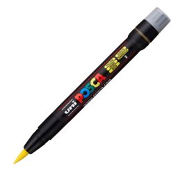 Marker UNI Posca Brush PCF-350, varf pensula, 1.0-10.0mm, galben