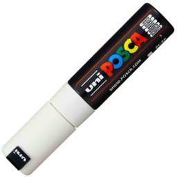 Marker UNI Posca PC-8K, varf tesit, 8.0mm, alb