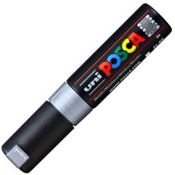 Marker UNI Posca PC-8K, varf tesit, 8.0mm, argintiu