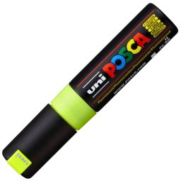 Marker UNI Posca PC-8K, varf tesit, 8.0mm, galben fluorescent