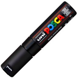 Marker UNI Posca PC-8K, varf tesit, 8.0mm, negru