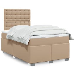 Pat box spring cu saltea, cappuccino, 80x200 cm piele ecologica GartenMobel Dekor