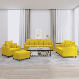 Set de canapele cu perne, 4 piese, galben, catifea GartenMobel Dekor