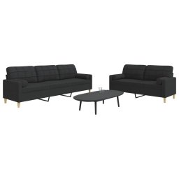 Set de canapele cu perne decorative, 2 piese, negru, textil GartenMobel Dekor