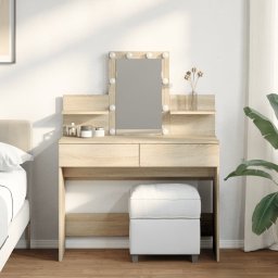 Masa de toaleta cu LED, stejar sonoma, 100x40x130 cm GartenMobel Dekor