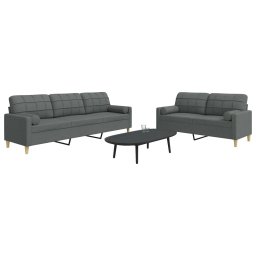 Set de canapele cu perne, 2 piese, gri închis, material textil GartenMobel Dekor