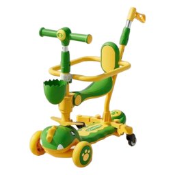 Trotineta 6 in 1, TR36 Dinozaurul Verde, cu maner de impins si bare de protectie 2-12 ani