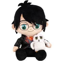 Jucarie din plus harry potter asezat cu hedwig, 26 cm