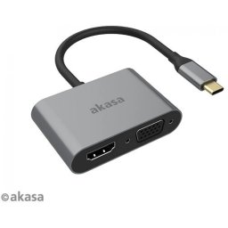 AKASA USB 2.0 Type C VGA/D-Sub + HDMI Convertor Gri 18cm AK-CBCA23-18BK