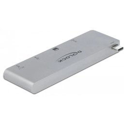 DELOCK 3 portos splitter și 2 bemenetes cititor card MacBook-hoz 3.0 PD-vel și mobil (behúzható) USB Type-C cu conexiune