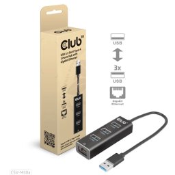 CLUB3D USB 3.2 Gen1 Type-A 3 Ports Hub with Gigabit Ethernet