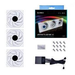 LIAN LI UNI FAN TL LCD 120mm alb 3 bucăţi set