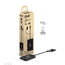 CLUB3D USB 3.0 + USB 3.0 Type C DisplayPort 1.2/1.2a Convertor Negru 18cm CSV-1478