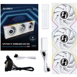 LIAN LI UNI FAN TL LCD Wireless 120mm 3 bucăţi set alb