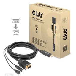 CLUB3D HDMI VGA/D-Sub + Jack Convertor Negru 2m CAC-1712