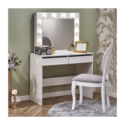 Masă de toaletă HOLLYWOOD cu iluminare LED, 140x94 cm, albă