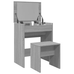 Masa de toaleta si taburet, sonoma gri, 60x40x113,5 cm GartenMobel Dekor