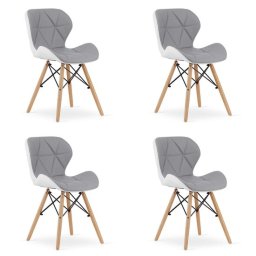 Set 4 scaune stil scandinav, Artool, Lago, piele ecologica, lemn, gri si alb, 47x52x73 cm GartenVIP DiyLine