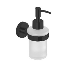 Dozator de perete pentru săpun Aqualine SAMBA 150 sticlă alburie mată/negru mat