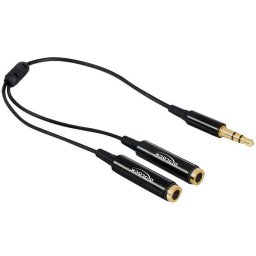 Delock Cable Audio Stereo jack male 3.5 mm > 2 x Stereo jack female 25 cm,black