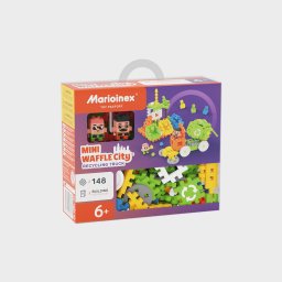 Set de construit cu blocuri, Marioinex Mini Waffle, Camionul de reciclare, 14 piese