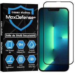 Folie Sticla CASEY STUDIOS™ pentru Apple iPhone 13 / 13 Pro, Full Glue, Sticla Securizata, Duritate Militara, Ultra HD, Protectie Profesionala Ecran 3D, Anti Zgarieturi, Anti Socuri, Margini Negre