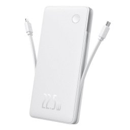 Acumulator Extern Baseus Airpow Air Lite P10067501213-00USB, Type-C, Cablu Dual USB-C, Lightning, 22.5W, 10000 mAh, Alb