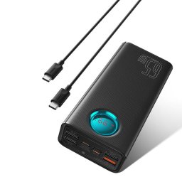 Baterie externa Baseus Ambilight P10022402113-00, 26800mAh, PD 3.0 65W, 4 x USB; 2 x USB Type-C, digital display pt. status baterie, total 3A, Negru