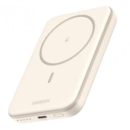 Baterie Externa Wireless Ugreen PB560, 5000mAh, 15W, PD + QI, 1 x QI - 1 x USB-C, Bej