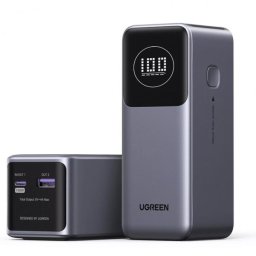 Baterie Externa Ugreen PB724, 12000mAh, 100W, QC + PD, 1 x USB-A - 1 x USB-C, Gri