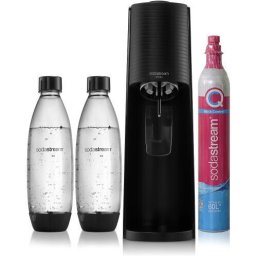 Aparat de preparare sifon SodaStream, Set dozator de apa cu 2 sticle Terra 1, Negru
