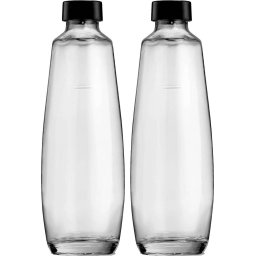 Set 2 sticle Sodastream DUO, sticla, capac filetat, transparent-negru, 1 l