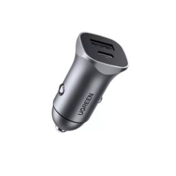 Incarcator auto Ugreen CD130 QC, 1x USB-C, 1x USB, 3A, Gray