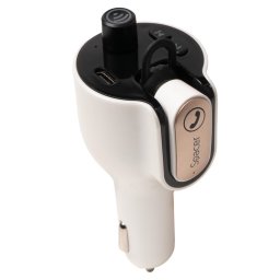 Modulator auto FM Spacer SPFM-HS1-QC, casca Bluetooth 5.0,1xUSB QC3.0 + Type-C; 1xUSB max. 5V/3.1A, earphone 30mAh, 12V-24V, max. 10-15m, mic max. 0-2m, format MP3, WMA, 206 canale 87.5-108Mhz, USB disk, Alb