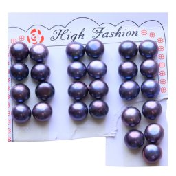 Perle de Cultura Albastra Rondele Margele Pentru Cercei 8-8,5 x 8-8,5 x 7 mm - AAA - Jumatate Forat - 5 Pereche