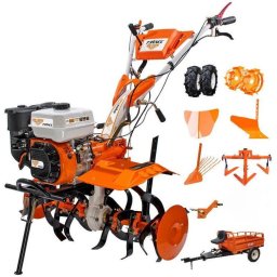 Motocultor Ruris 731acc3, 8.5 CP, roti cauciuc 5.00-8, rarita, plug, adaptor, dispozitiv scos cartofi, roti metalice 400 fara manicot, cultivator, remorca ruris 550s