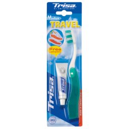 Periute de dinti clasice Periuta de dinti Trisa Travel Medium 622346, cu pasta de dinti de 9ml cadou