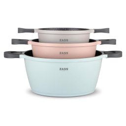 Set 3 oale antiaderente din aluminiu turnat sub presiune Zass Gourmet ZG-ACS 02 , Pastel