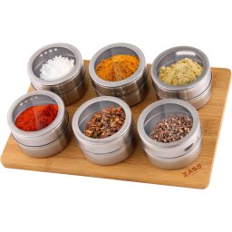 Diverse articole pentru bucatarie Set recipiente condimente cu suport magnetic ( 7 piese) Zass Gourmet ZG-MSR 01