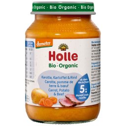 Piure de morcovi, cartofi si carne de vita, fara gluten, pentru copii +5 luni bio 190g