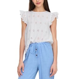ONLY Top Onllou Life Emb S/S Open Back Ptm 15342568 11-0601 TCX bright white