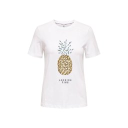 ONLY T-Shirt Onlkita Life Reg S/S Pineapple Jrs 15346726 11-0601 TCX bright white/pine