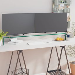 Stand TV/Suport monitor sticla transparenta 120x30x13 cm GartenMobel Dekor
