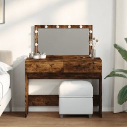 Masa de toaleta cu LED, stejar afumat, 100x40x120 cm GartenMobel Dekor