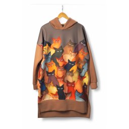 Hanorac Oversized Cu Pisici Colorate, Lejer